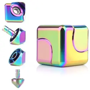 Colorful Metal Magic Cube Fidget Spinner Toy, Creative Rotatable Detachable Finger Puzzle, Relaxing Leisure Gift for Kids & Adults