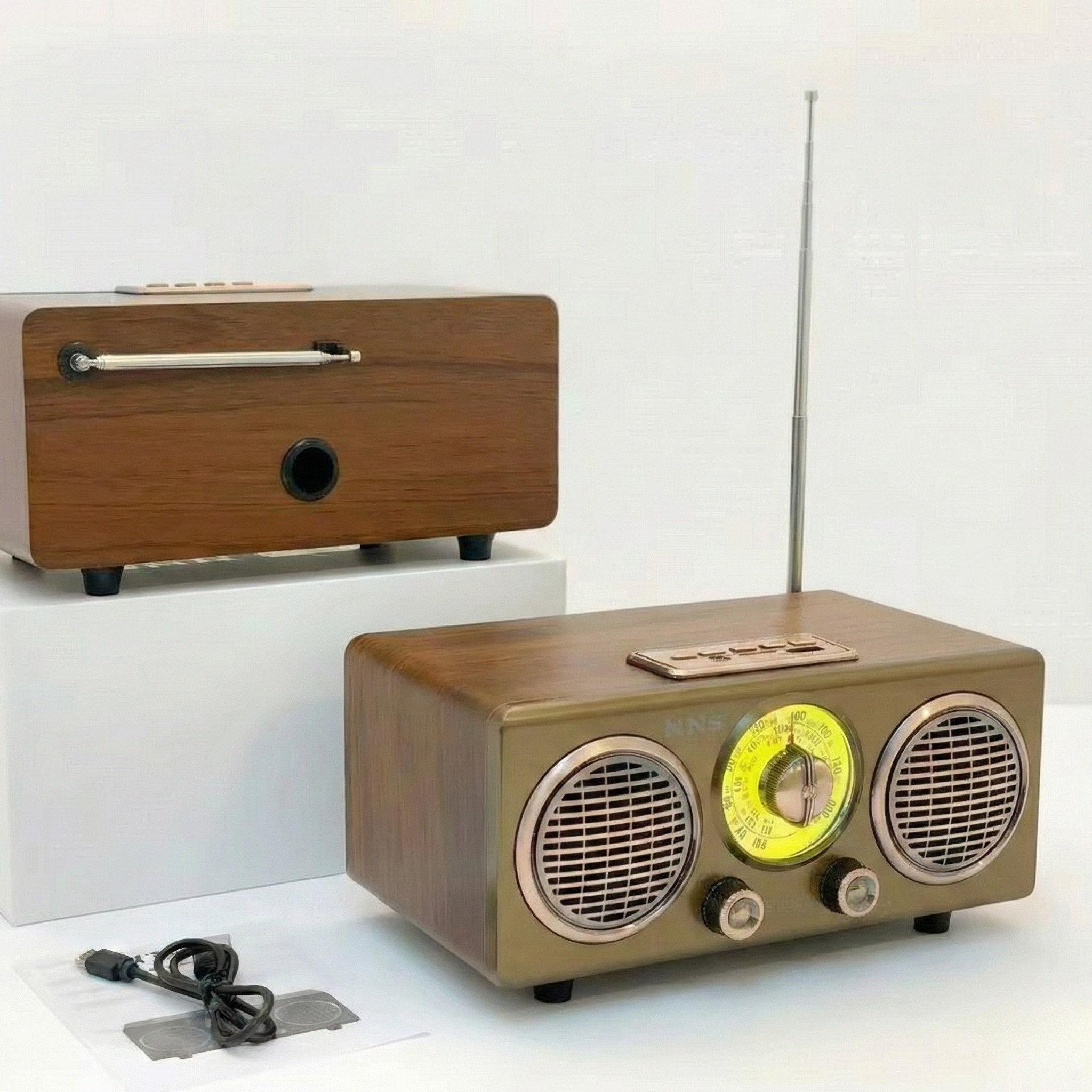 Retro Classic Portable Radio Speaker, AM/FM/SW Multi-Band, Bluetooth 5.3 Wireless, USB/MicroSD/AUX Playback, Dual 10W Stereo Output, Rechargeable Battery, Vintage Desktop Speaker