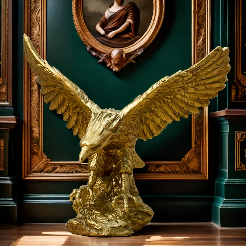 Gold Eagle Resin Sculpture, Resin Statue, Modern Home Office Desk Decor, Christmas Halloween Autumn Decoration, Collectible Handmade Ornament