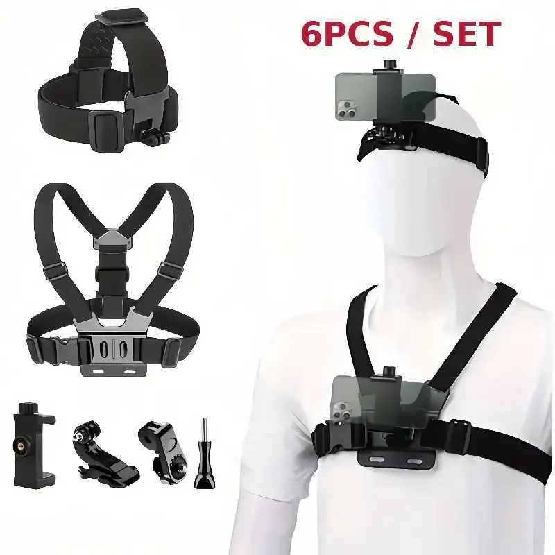 Adjustable Phone Selfie Chest Strap Holder, Outdoor Photography, Outdoor Phone Chest Strap Mount, Including Chest Strap & J Type Seat & Adapter & Screw & Phone Holder, Portable Phone Selfie Accessories, Cell Phone Mount, Portable Selfie Accessory