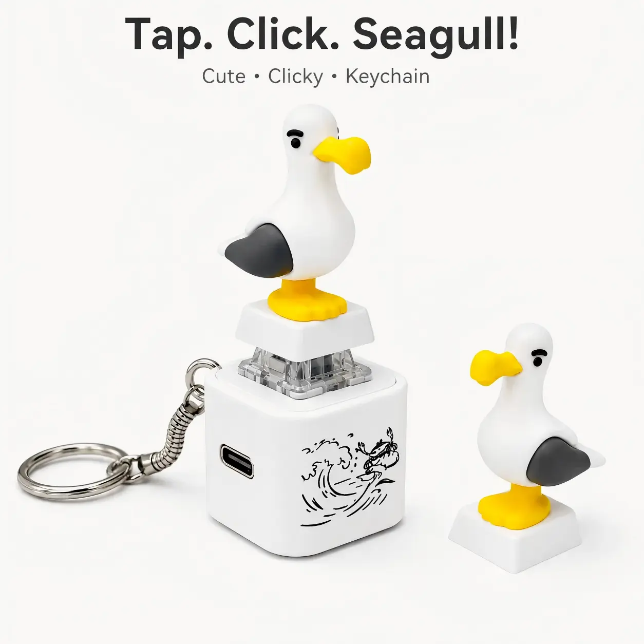 2026 Seagull MINE! Funny Button Keychain-Real Sound & LED Light, Cute Interactive Gift for Friends & Family