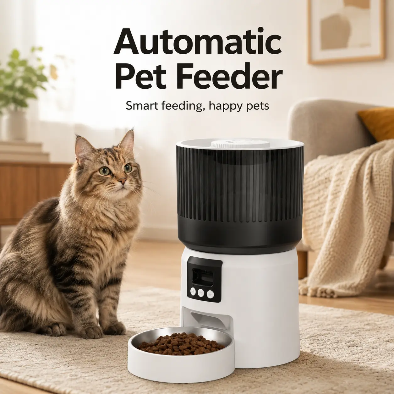 4L Smart Auto Feeding Pet Feeder for Dogs & Cats - HD Night Vision Camera, 2-Way Audio, Timed Portion Control, Anti-Jam Function, Remote Check Capability