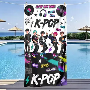 K-Pop Boy Group Theme Beach Towel, Quick Drying Towel, Quick-Dry Ultra Soft Polyester Fiber, Multifunctional Towel, Multi-Purpose Yoga Travel Swimming Camping, Large Size