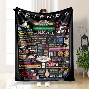 Friends Inspired Flannel Blanket Central Perk Quotes Print Soft Cozy Throw with Colorful Iconic Design Perfect for Sofa Bed Office Living Room TV Watching Gift Home Decor