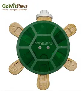 Turtle Foraging Toy Large Size - 5-Drawer Wooden Puzzle Feeder with Acrylic Cover for Parrots/Small Pets, Pull-Out Food Chambers & Non-Slip Perch (5.5”x7”)