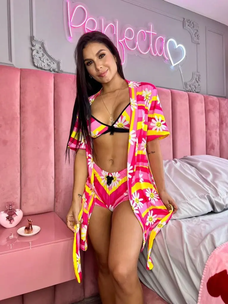 Colombian Style 3pc. Pajama Set (One Size) (Color: as pictured)