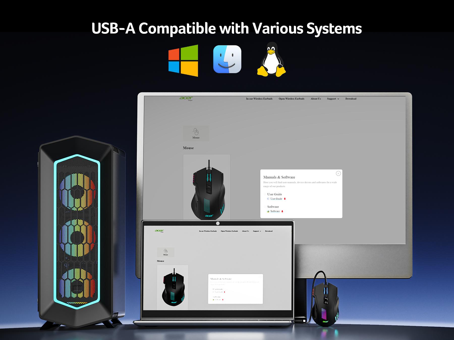 acer Wired Gaming Mouse, 12,800 DPI RGB Ergonomic Computer Mouse with Optical Sensor, 8 Programmable Buttons, 12 Backlit Modes, Software for DIY Keybinds, Rapid Fire, USB Gaming Mice for Laptop, PC acer Wired Gaming Mouse, 12,800 DPI RGB Ergonomic Computer Mouse with Optical Sensor, 8 Programmable Buttons, 12 Backlit Modes, Software for DIY Keybinds, Rapid Fire, USB Gaming Mice for Laptop, PC