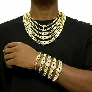 2026 NEW fashion jewelry set 14k gold plated link chain set Cuban Miami fashion