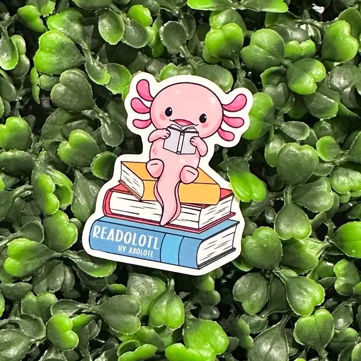 Reading Axolotl Sticker