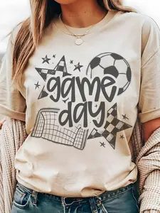 Retro Soccer Ball Game Day T-Shirt - Unisex School Spirit Graphic Tee - Cute Soccer Lover Apparel - Vintage Style Soccer Mom Streetwear Shirt