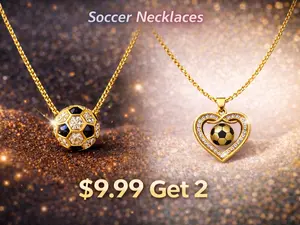 2PCS soccer necklace set with a sparkling soccer ball pendant and heart soccer pendant. Cute, stylish, and perfect for game day, daily outfits, gifts, besties, and soccer lovers.