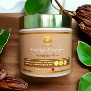 Un Flawed NYC Brooklyn Brownstone Vanilla Body Butter - Handmade Multi-Use Product with Natural Ingredients for Skin & Hair Moisturization - 6 oz - Cocoa