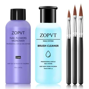 Acrylic Monomer Liquid Set, Acrylic Nail System Tools with Brush Cleaner & Acrylic Brush, Nail Art Brush, Professional Manicure Kit, Single Pack