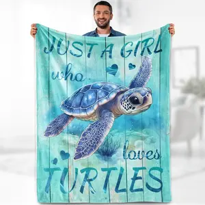 Aimego Sea Turtle Blanket Gifts for Women Men Kids Boys Girls Ocean Animal Turtle Lovers Bedroom Living Room Decor Soft Plush Cozy Bed Couch Fleece Throw Blanket 50"x60"