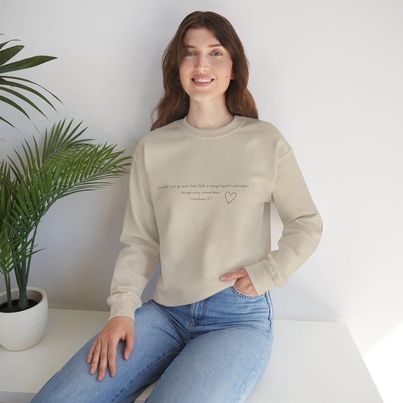 minimal handwritten love note sweatshirt | cream crewneck, small heart sketch