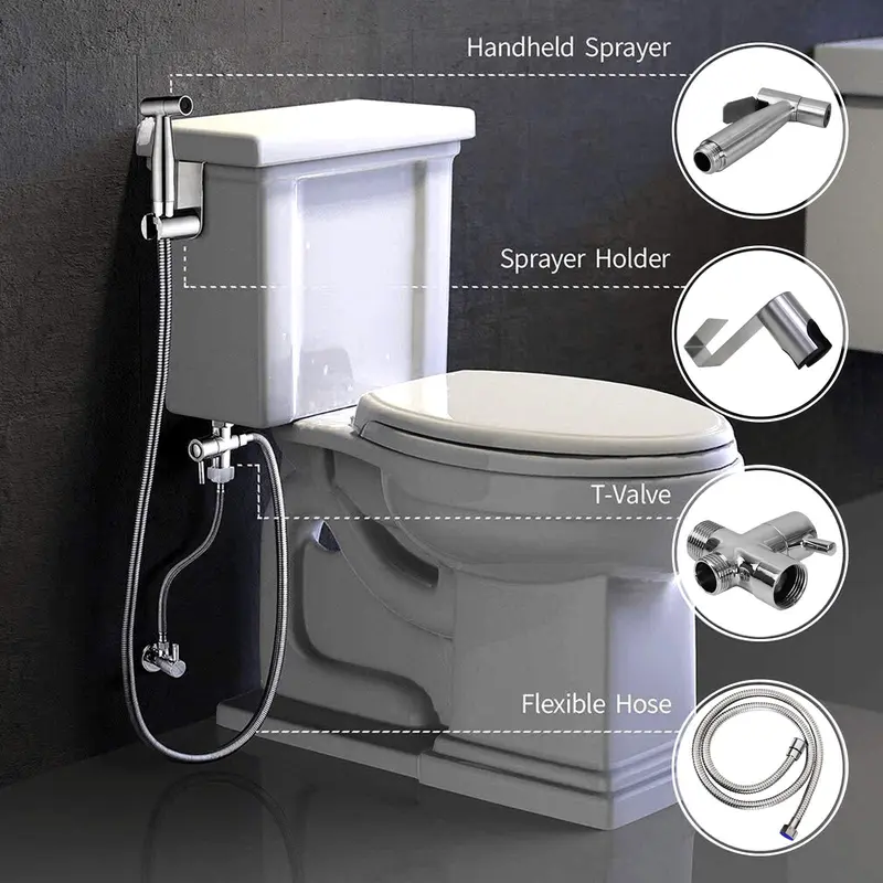 Bidet Sprayer for Toilet, Stainless Steel Bidet Sprayer Kit, Easy Install Toilet Bidet Attachment for Personal Hygiene and Cleaning, Toilet Bidet Sprayer with Bidet Hose for Feminine Wash Bidet Sprayer for Toilet, Stainless Steel Bidet Sprayer Kit, Easy Install Toilet Bidet Attachment for Personal Hygiene and Cleaning, Toilet Bidet Sprayer with Bidet Hose for Feminine Wash