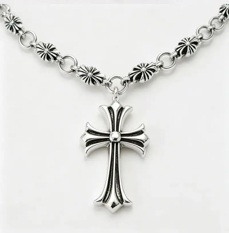 Unisex Steel Alloy Cross Necklace - Trendy Casual Fashion Necklaces, Stylish Accessories for Daily Wear, Exquisite Small Gift Option