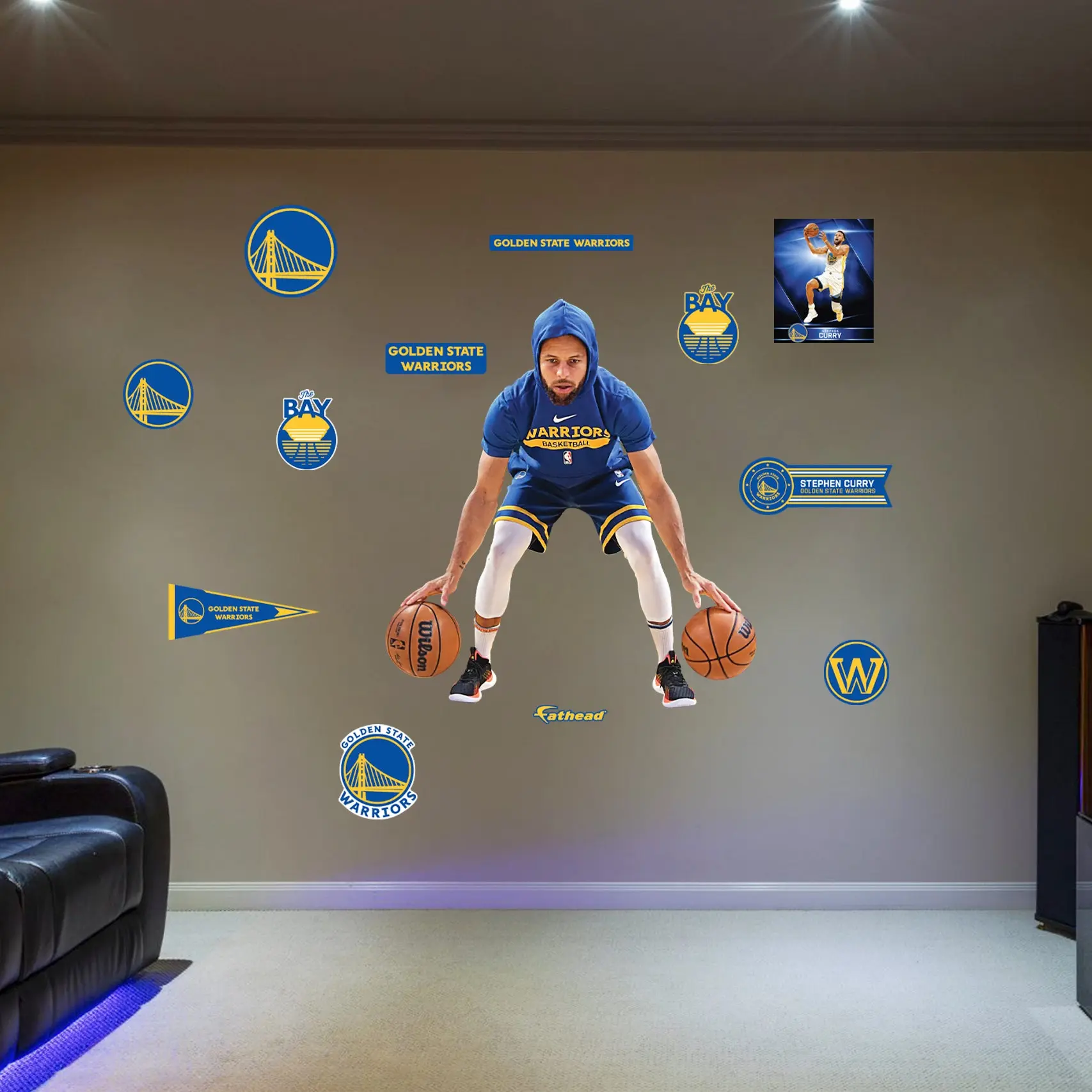 Stephen Curry - RealBig Warmups Collection - Official NBA - Golden State Warriors - Reusable Vinyl Wall Decals