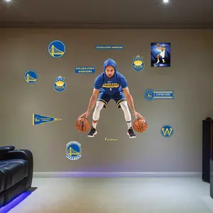 Stephen Curry - RealBig Warmups Collection - Official NBA - Golden State Warriors - Reusable Vinyl Wall Decals