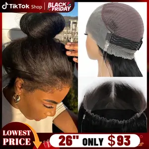 250% High Density Kinky Straight Wigs Human Hair 360 Hd Lace Frontal Wigs Brazilian High Ponytail Yaki Straight Glueless Wigs For Women Beginner Friendly Pre Cut  Pre Plucked Wear And Go Wig TikTokShopBlackFriday