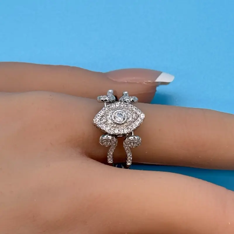 925 Sterling Silver Reversible Evil Eye Ring