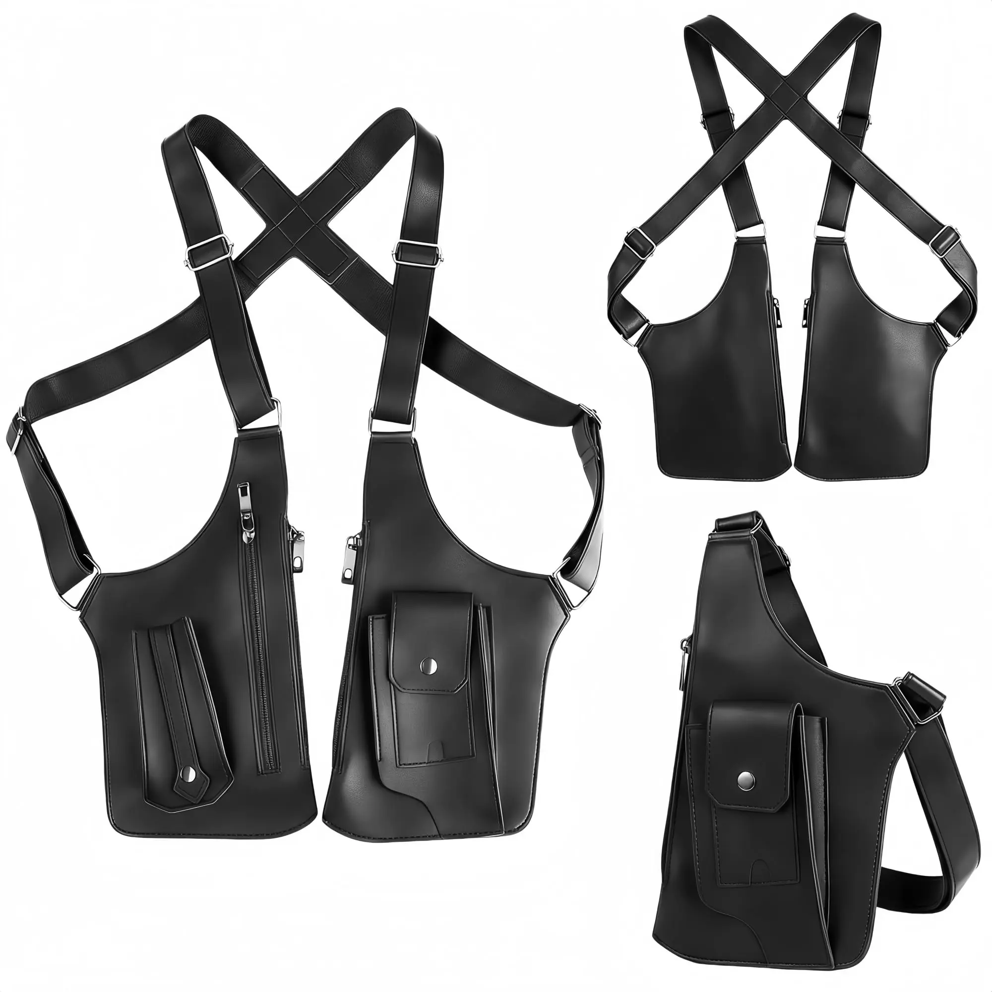 Universal tactical adjustable crossbody bag – anti-theft hidden storage compartment, lightweight and durable PU leather, multifunctional pocket, adjustable shoulder straps and metal hardware, suitable for daily commuting, outdoor adventures, and travel