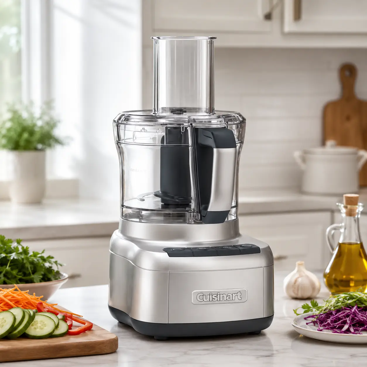 Cuisinart Elemental 8-Cup Food Processor, 350W Kitchen Chopper with Slicing & Shredding Discs, Dough Blade, High Low Pulse Controls