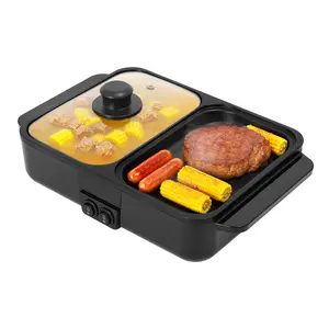 2025 viral 2-in-1 hot pot grill 1200W 3min preheat dual temp control 149-482℉ independent heating areas1-5 people family use