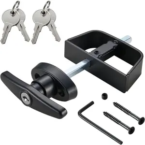 Shed Door Latch T-Handle Lock Kit, 4 1/2" Stem, Suitable for Gate, Barn, Garage, Chicken Coop Door Lock, Comes with 4 Keys