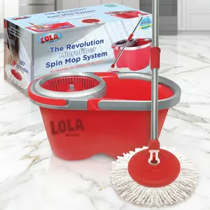 Lola Adjustable Spin Mop & Bucket, Push to Spin, No Pedal, Removes Bacteria, Easy Cleaning