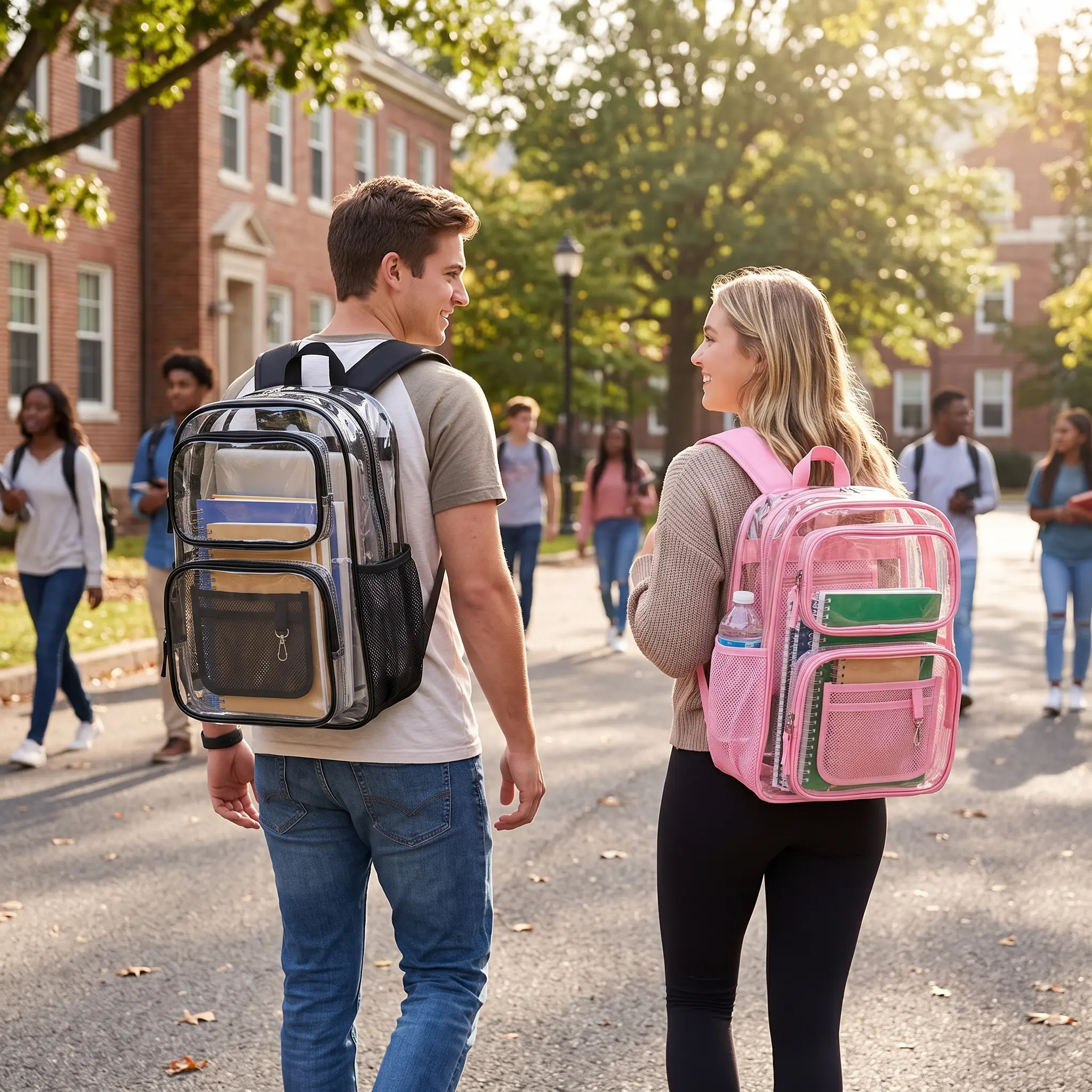 Clear Backpack for School - 17 inch Large Heavy Duty Bookbag, Reinforced See Through PVC Transparent Backpack School Bag