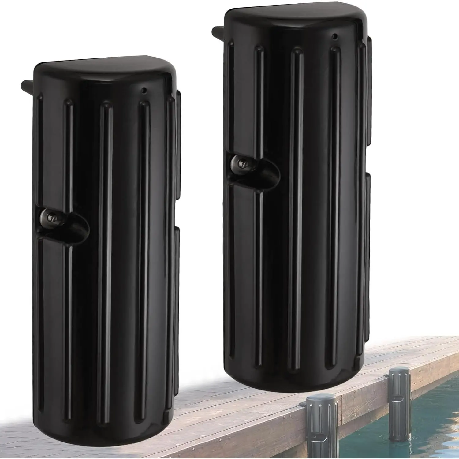 Boat Bumpers for Docking, Boat Dock Bumpers for Edge & Side, Marine Fender Guard with Stainless Steel Hardware, UV-Resistant PVC, Vertical Dock Protection for Straight Edge Installation