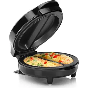 Non-Stick Omelet & Frittata Maker, Stainless Steel - Makes 2 Individual Portions Quick & Easy (2 Section, Black)