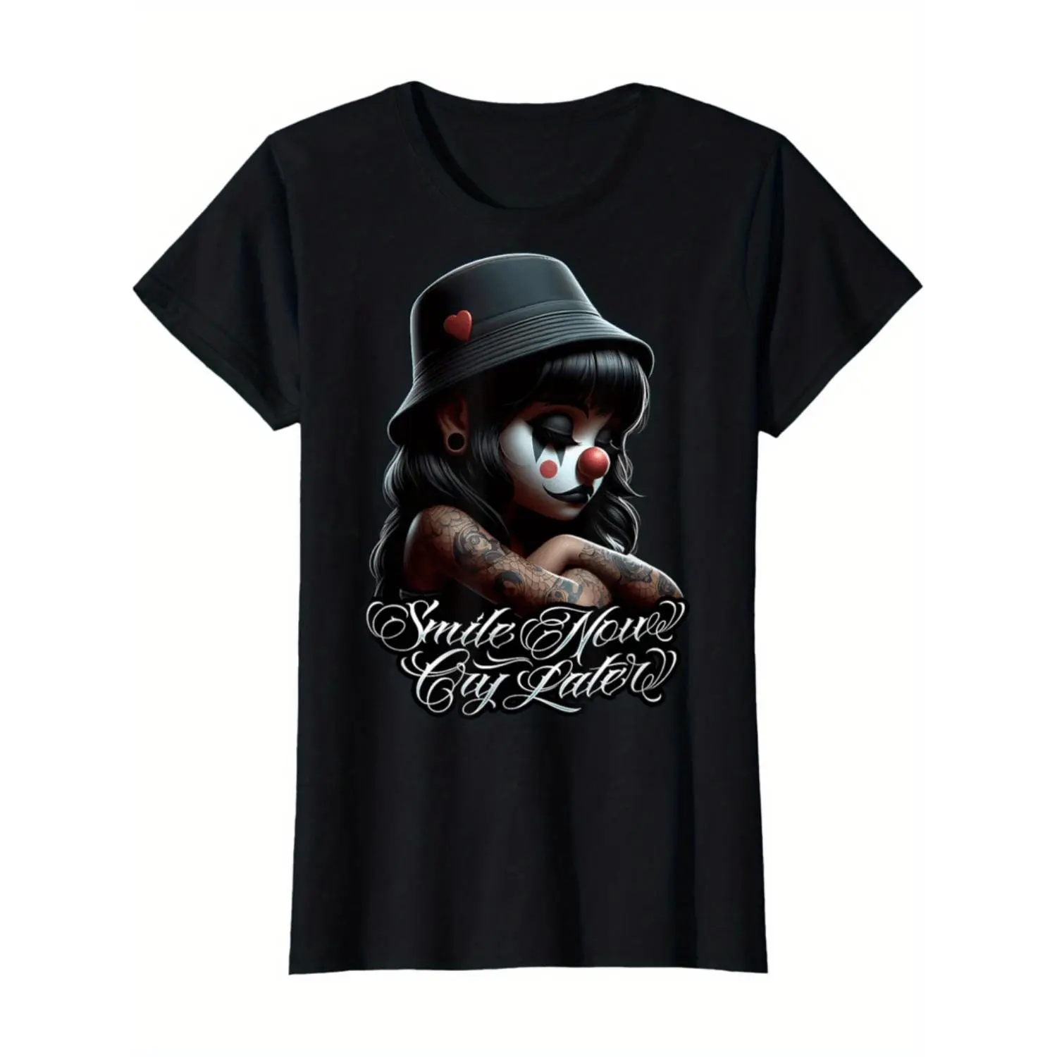 Smile Now Cry Later Chicana Payasa Tattoo Design Chicano Artwork T-Shirt