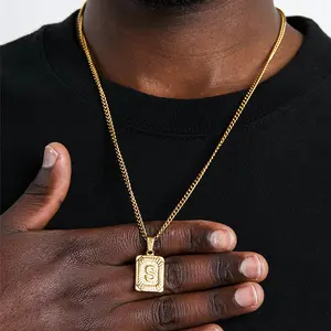 Letter A-Z Pendant Necklace for Women & Men, 3mm/5mm Chain, Punk Style Jewelry for Party, Daily Clothing Decor, Trendy All-match & Exquisite Jewelry for Birthday Gift