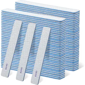 60 Pack 80/80 Grit Nail Files, Emery Boards Nail File for Acrylic and Gel Nails, Coarse Nail File Double Sided 80 Grits Emory Professional Filers Reusable Washable Manicure Square