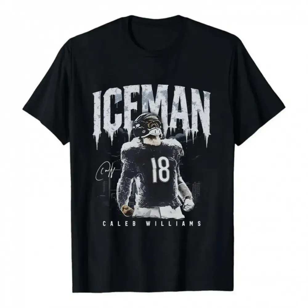 Unisex Caleb Williams Bears “Iceman” signature graphic T-shirt, 100% cotton football lover tee, team fan gift merch