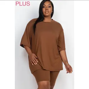 Two piece biker set mocha brown plus