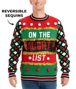 Men's Naughty or Nice Reversible Sequin Ugly Christmas Sweater