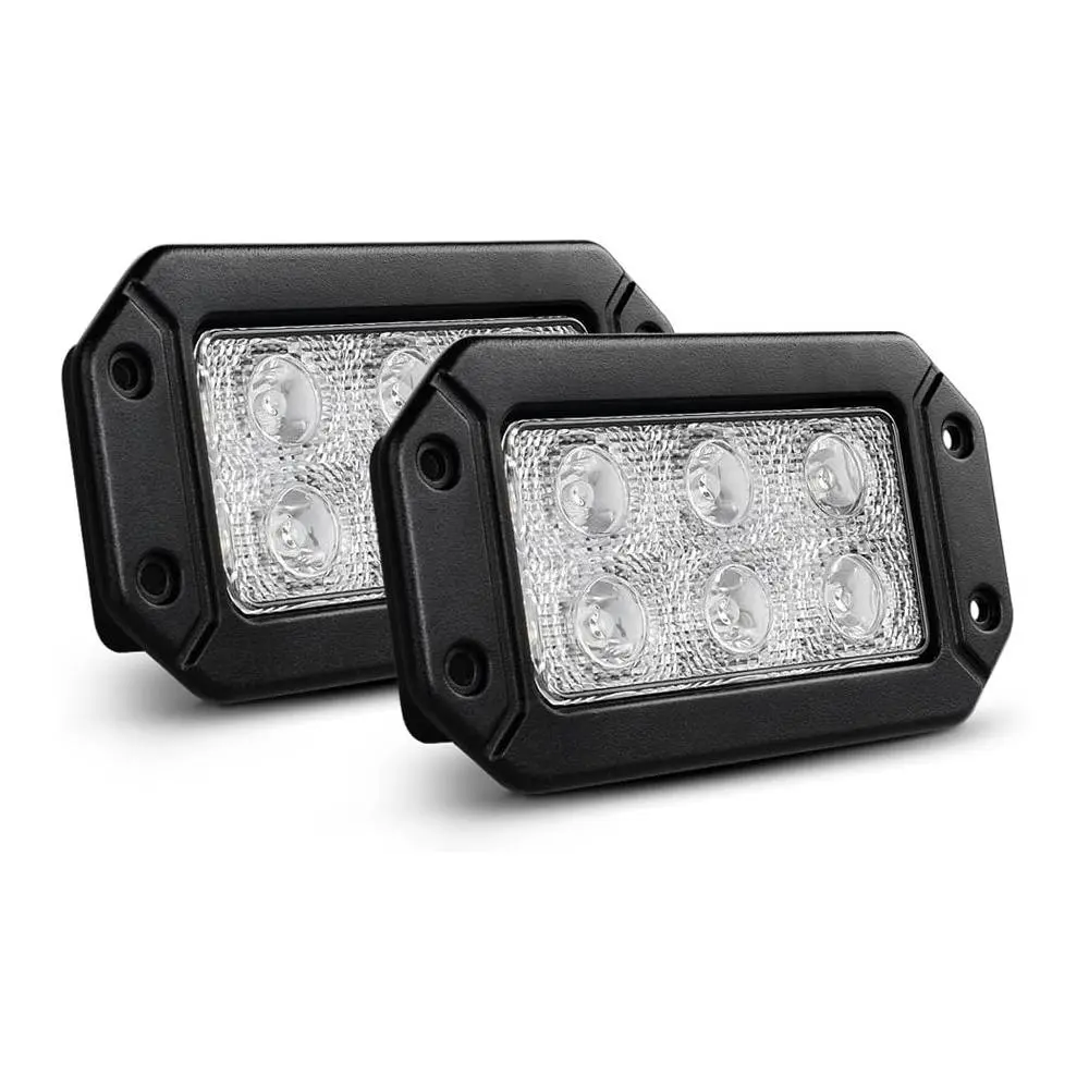 Nilight 2PCS 18W Recessed LED Spot Lights - Offroad Car Lighting with Bright Beam, Cooling Fins Heat Dissip., IP67 Rated Universal Fit for Jeep Truck Bumper Mounting