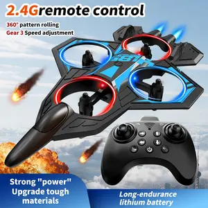Child-friendly remote-controlled fighter jet: stable 2.4 GHz control + three speed settings, 360° stunt rolls + drop-resistant body, long-lasting battery, LED lighting effects, safe outdoor flight, easily unlock cool gameplay.