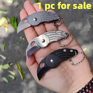 Mini Folding Knife, Stainless Steel Keychain Edc Pocket Knife, Portable Camping Tool, Sharp Curve Blade, Gift for Men and Women