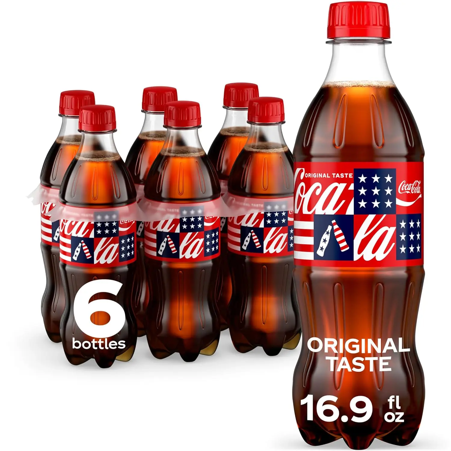 Coca-Cola Soda Soft Drink Bottles, 16.9 fl oz, 6 Pack | Carbonated drink with classic cola flavor