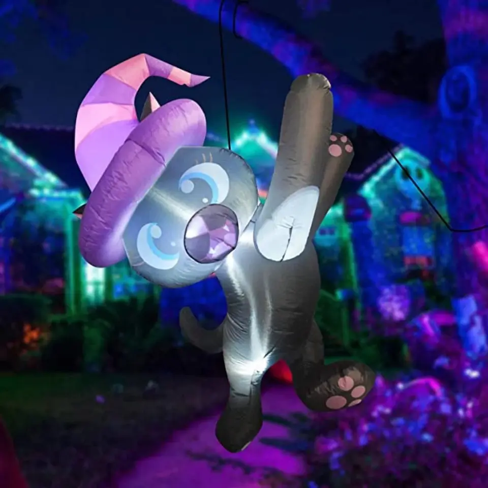 Halloween Inflatable 4.9 FT Halloween Cat Inflatable, Halloween Blow up Cat