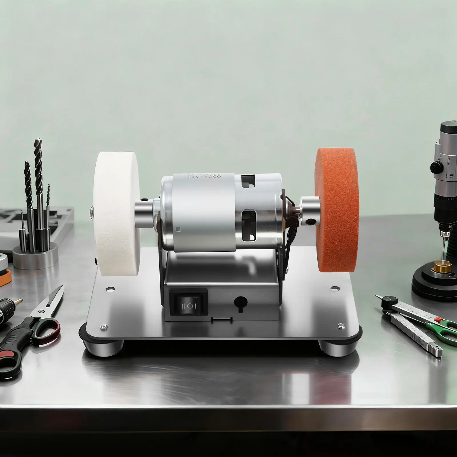 Electric Benchtop Sander 96W 3000-6000RPM Variable Speed, 7-Speed Adjustable Table Grinder with 2.75in Wheels for Knife Metal Sharpening