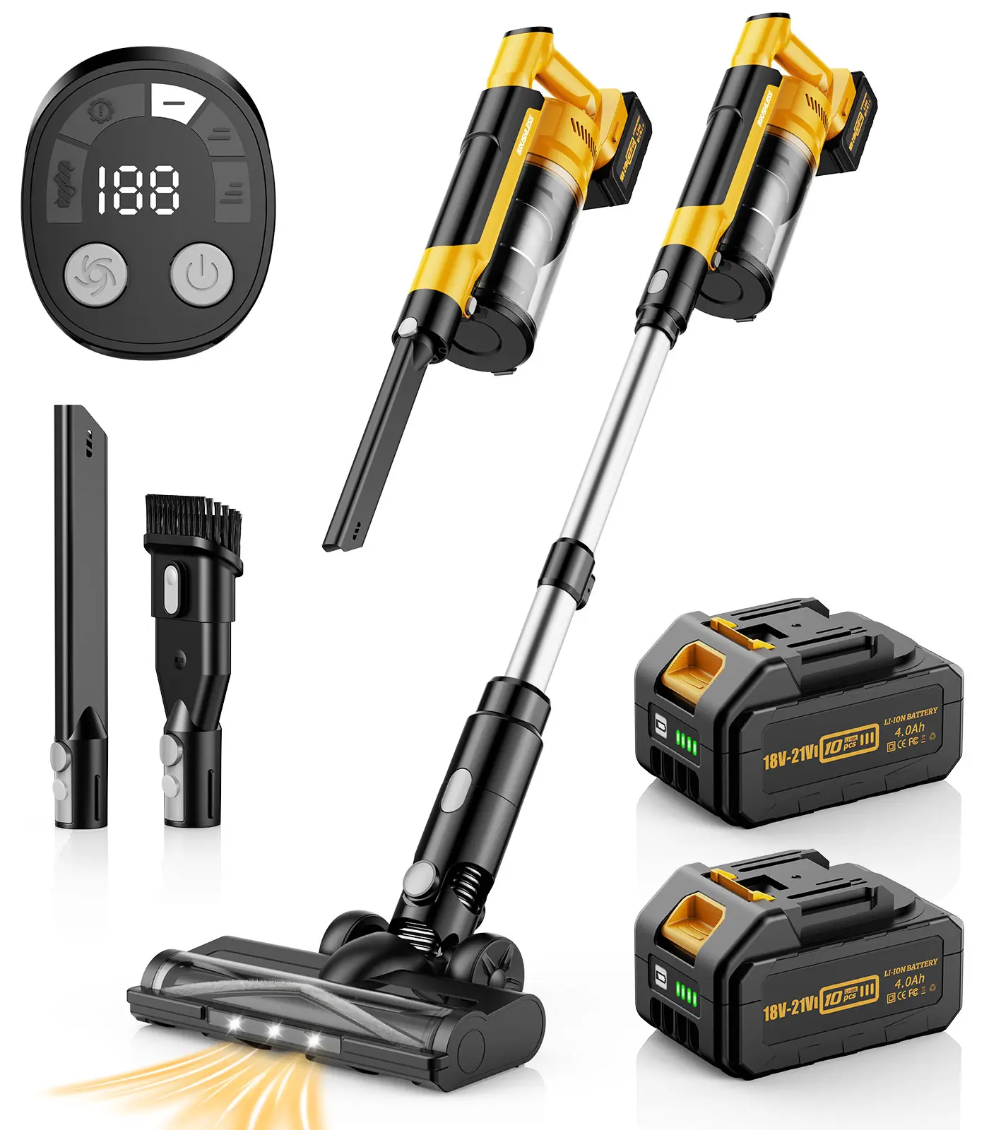 Qimedo Cordless Stick Vacuum Cleaner, 8000mAh with 2 Batteries, 700W Powerful Suction, 90in Extension Tube, 2L Dust Cup, 7-in-1 with Hepa Filter, for Home Hardwood Floors, Pet Hair - Cordless Stick Vacuums, Stick Vacuum Cleaners