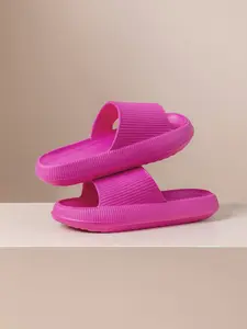 Unisex's Solid Color Non-slip Slides, Casual Comfortable Home Slippers, Soft Comfy Slippers for Indoor & Outdoor Wear, Walking Shoes, Footwear