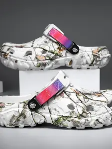 Men's Summer New Hole Shoes Soft Sole Casual Outdoor Sandals, Eva Material, Random Print, Beach Slippers, Less Than Ankle Height