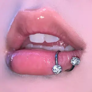 1pc Stylish Stainless Steel Sparkling Mud Ball Lip Ring - S-Shaped Ear Bone Stud with Multiple Gemstone Options (Green, Blue, Pink, Purple) for Everyday & Party Wear lip rings