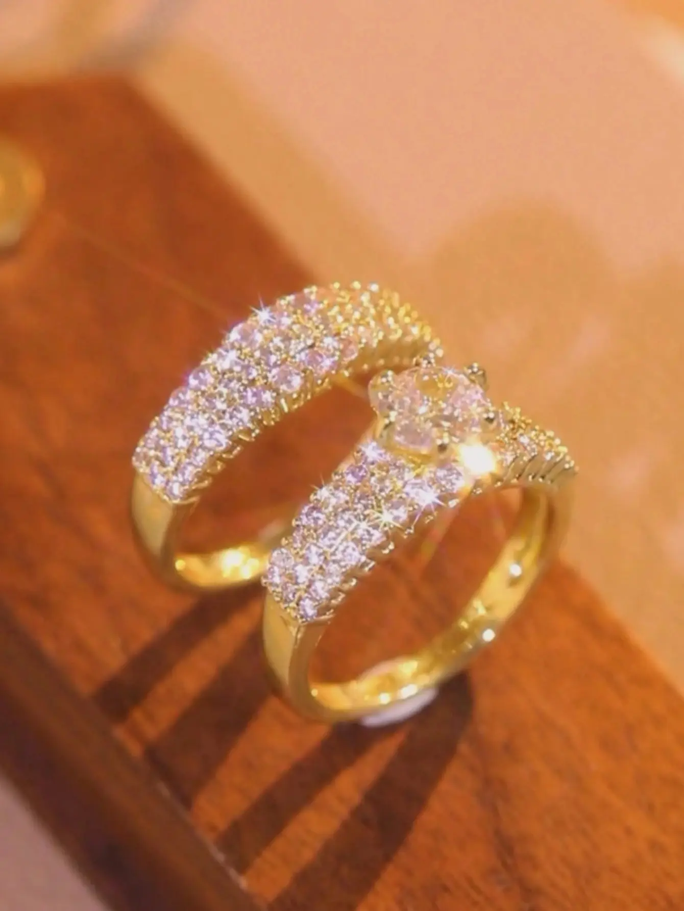 Luxury 2PCS Cubic Zirconia Bridal Ring Set for Women – Sparkling Engagement & Wedding Promise Rings